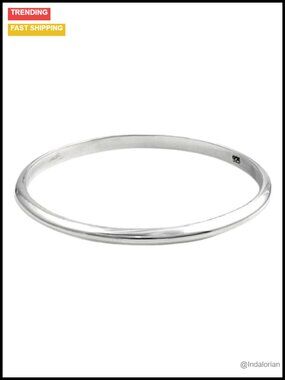 925 Sterling Silver 4mm Thick Polished Bangle Bracelet